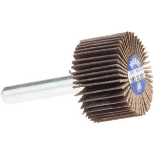 Merit Abrasives 1" Diam x 5/8" Face Width, Very Fine Ceramic Alumina Coated Mounted Flap Wheel 1/4" Shank Mount, 180 Grit, Cloth Backing, 30,000 Max RPM 08834131536 - 72371677