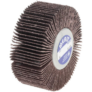 Merit Abrasives 2-1/2" Diam x 1" Face Width, Medium Aluminum Oxide Coated Mounted Flap Wheel 1/4-20 Threaded Mount, 60 Grit, Cloth Backing, 20,000 Max RPM 08834134022 - 72372360