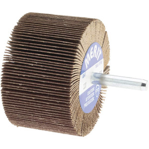 Merit Abrasives 2-1/2" Diam x 1-1/2" Face Width, Fine Ceramic Alumina Coated Mounted Flap Wheel 1/4" Shank Mount, 120 Grit, Cloth Backing, 20,000 Max RPM 08834137422 - 72373400