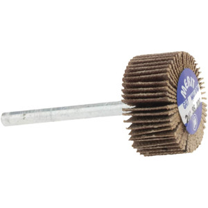 Merit Abrasives 3/4" Diam x 3/8" Face Width, Very Fine Aluminum Oxide Coated Mounted Flap Wheel 1/8" Shank Mount, 240 Grit, Cloth Backing, 35,000 Max RPM 08834137564 - 84400803