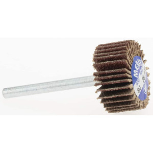 Merit Abrasives 3/4" Diam x 3/8" Face Width, Medium Aluminum Oxide Coated Mounted Flap Wheel 1/8" Shank Mount, 80 Grit, Cloth Backing, 35,000 Max RPM 08834137561 - 97243711