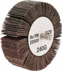 Tru-Maxx 3" Diam x 1" Face Width, Very Fine Aluminum Oxide Coated Mounted Flap Wheel 1/4-20 Threaded Mount, 240 Grit, 20,000 Max RPM SZQC3240 - 87656740