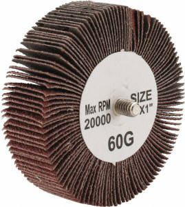 Tru-Maxx 3" Diam x 1" Face Width, Medium Aluminum Oxide Coated Mounted Flap Wheel 1/4-20 Threaded Mount, 60 Grit, 20,000 Max RPM SZQC3160 - 87656781