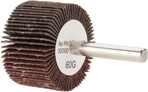 Tru-Maxx 1-1/2" Diam x 1" Face Width, Medium Aluminum Oxide Coated Mounted Flap Wheel 1/4" Shank Mount, 60 Grit, 30,000 Max RPM SZMFW460 - 87661419