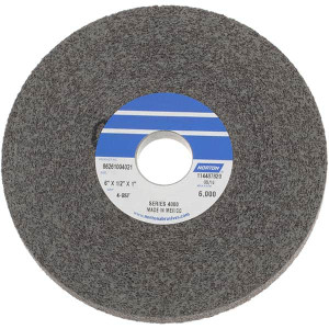 Norton 6" Diam, 1/2" Face Width, 1" Center Hole, Fine Grade, Silicon Carbide Deburring Wheel Convolute, Hard Density 9 Grade, 6,000 RPM 66261004021 - 09313610