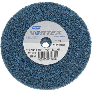 Norton 3" Diam, 1/4" Face Width, 1/4" Center Hole, Medium Grade, Aluminum Oxide Deburring Wheel Unitized, Medium Density 3 Grade 66254428454 - 45452380