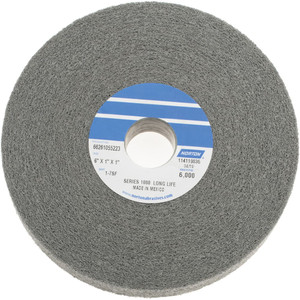 Norton 6" Diam, 1" Face Width, 1" Center Hole, Fine Grade, Silicon Carbide Deburring Wheel Convolute, Hard Density 7 Grade, 4,500 RPM 66261055223 - 70537006