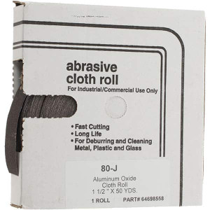 Made in USA 1-1/2" x 50 Yd 80 Grit Aluminum Oxide Shop Roll Medium Grade, J Weighted Cloth Backing 301590 - 64698558