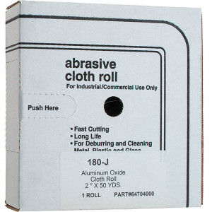 Value Collection 2" x 50 Yd 180 Grit Aluminum Oxide Shop Roll Very Fine Grade, J Weighted Cloth Backing 301670 - 64704000