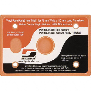 Dynabrade 4-1/4 x 3" Rectangular Adhesive/PSA Backing Pad Dynabug II Compatible, Screw Attachment, Nonvacuum Pad, 3/8" Thick, Medium Density 56355 - 52263746