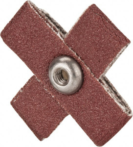 Made in USA 80 Grit, Medium Grade, Aluminum Oxide Cross Pad 1-1/2" Long x 1/2" Wide x 1/2" Thick, Cloth Backed, J Backing Weight, 8 Ply, 24,000 Max RPM 809775-69368 - 88016902