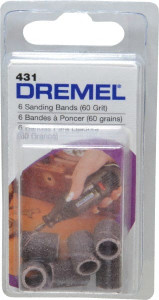 Dremel 60 Grit Aluminum Oxide Coated Spiral Band 1/4" Diam, Medium Grade 431 - 09024654