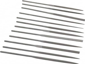 Grobet USA 12 Piece Swiss Pattern File Set 5-1/2" Long, 0 Coarseness, Set Includes Barrette, Crossing, Equalling, Half Round, Knife, Marking, Round, Round Edge Joint, Slitting, Square, Three Square, Warding 31.675 - 60237708