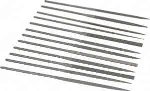 Grobet USA 12 Piece Swiss Pattern File Set 6-1/4" Long, 0 Coarseness, Set Includes Barrette, Crossing, Equalling, Half Round, Knife, Marking, Round, Round Edge Joint, Slitting, Square, Three Square, Warding 31.679 - 60237807