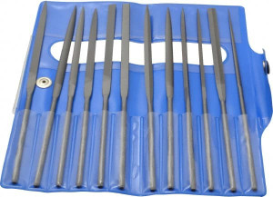 Nicholson 12 Piece Swiss Pattern File Set 6-1/4" Long, 2 Coarseness, Round Handle, Set Includes Barrette, Crossing, Equalling, Flat, Half Round, Knife, Round, Slitting, Square, Three Square T37761 - 60304987