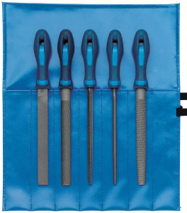 PFERD 5 Piece American Pattern File Set 8" Long, Bastard Coarseness, Ergonomic Handle, Set Includes Hand, Square, Half Round, Round, Wood Rasp 16077 - 40712218