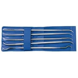 PFERD 5 Piece Diamond Pattern File Set 6" Long, Medium Coarseness, Set Includes Crossing Oval, Square, Three Square, Round, Hand Flat 04080 - 59482562