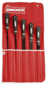 Simonds Saw 5 Piece American Pattern File Set 8" Long, Bastard Coarseness, Set Includes Half Round, Mill, Round, Square 78758790 - 85423911