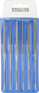 Strauss & Co. 6 Piece Diamond Pattern File Set 5-1/2" Long, Coarse Coarseness, Round Handle, Set Includes Crossing, Equalling, Half Round, Round, Square, Three Square 4206 D181 - 05233317