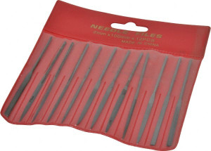 Value Collection 12 Piece Swiss Pattern File Set 4" Long, 2 Coarseness, Round Handle, Set Includes Barrette, Crossing, Equalling, Flat, Half Round, Knife, Round, Round Edge Joint, Slitting, Square, Three Square 382-0042 - 00302372
