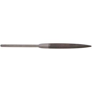 Grobet USA 8-1/2" Needle Precision Swiss Pattern Half Round File 1 Cut, 4" LOC, 15/32" Width x 9/64" Thick, with Handle 33.823 - 84043785