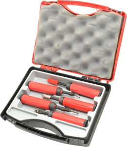 Shaviv 18 Piece High Speed Steel Hand Deburring Tool Set Blade Type B, C, D, E, F, For Flat Surfaces, Hole Edges, Hole Inner Surfaces, Straight Edges 154-29060 - 05754445