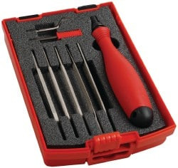 Shaviv 8 Piece High Speed Steel & Diamond Coated Hand Deburring Tool Set Blade Type E100S, E400, For Straight Edges, Hole Edges, Hole Inner Surfaces, Flat Surfaces 154-00030 - 51538379