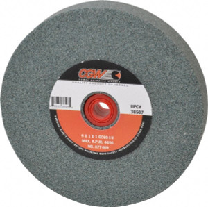 CGW Abrasives 60 Grit Silicon Carbide Bench & Pedestal Grinding Wheel 6" Diam x 1" Hole x 1" Thick, 4456 Max RPM, I Hardness, Medium Grade , Vitrified Bond 38507 - 03588100