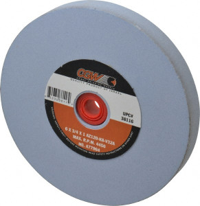 CGW Abrasives 120 Grit Aluminum Oxide Bench & Pedestal Grinding Wheel 6" Diam x 1" Hole x 3/4" Thick, 4456 Max RPM, K Hardness, Fine Grade , Vitrified Bond 38116 - 78202793