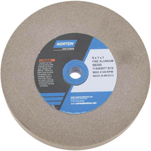 Norton 100 Grit Aluminum Oxide Bench & Pedestal Grinding Wheel 6" Diam x 1" Hole x 1" Thick, 4140 Max RPM, Fine Grade 07660788250 - 75941286