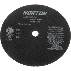 Norton 7 x 1/16, 5/8" Hole 36 Grit Aluminum Oxide Cutoff Wheel Very Coarse, Reinforced, 8,730 Max RPM, Use with Circular Saws 66252922673 - 01350909