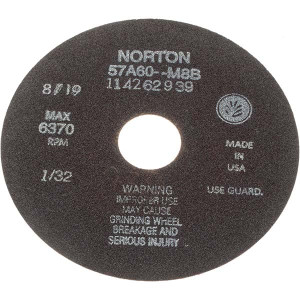Norton 6 x 1/32, 1-1/4" Hole 60 Grit Aluminum Oxide Cutoff Wheel Medium Grade, 6,370 Max RPM, Use with Stationary Tools 66252822958 - 01833516