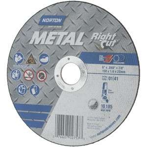 Norton 6 x 0.04, 7/8" Hole Aluminum Oxide Cutoff Wheel Reinforced, Use with Angle Grinders 07660702757 - 06049639