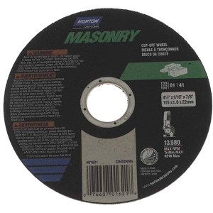 Norton 4-1/2 x 1/16, 7/8" Hole 30 Grit Silicon Carbide Cutoff Wheel Very Coarse, Reinforced, 13,580 Max RPM, Use with Angle Grinders 07660701621 - 06640460