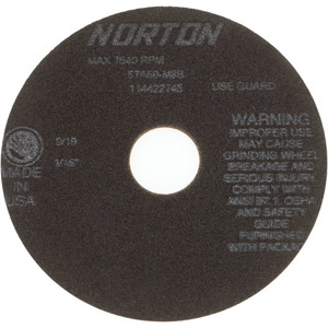 Norton 6 x 1/16, 1-1/4" Hole 60 Grit Aluminum Oxide Cutoff Wheel Medium Grade, 7,640 Max RPM, Use with Stationary Grinders 66252822975 - 86744463