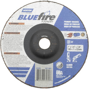 Norton 20 Grit, 7" Wheel Diam, 1/4" Wheel Thickness, 7/8" Arbor Hole, Type 27 Depressed Center Wheel Zirconia Alumina/Silicon Carbide Blend, T Hardness, 8,600 Max RPM, Compatible with Angle Grinder 66252843230 - 59938225