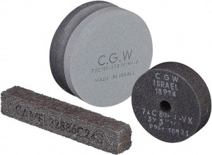 CGW Abrasives 60 Grit Silicon Carbide Type 1 Dressing Wheel 3" Diam x 1/2" Hole x 1" Thick, Medium Grade, Hardness L, Vitrified Bond, No Recess 35906 - 32675332