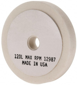 Grier Abrasive 120 Grit Aluminum Oxide Type 1 Internal Grinding Wheel 2-1/2" Diam x 3/8" Hole x 3/8" Thick, 12,987 Max RPM, Fine Grade, L Hardness, Vitrified Bond T1-2-1/2W31103 - 05899703