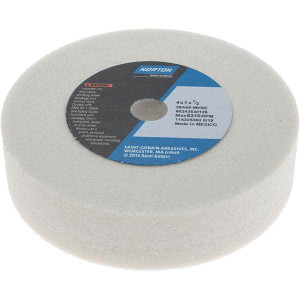 Norton 60 Grit Aluminum Oxide Type 1 Internal Grinding Wheel 4" Diam x 1/2" Hole x 1" Thick, 6,210 Max RPM, Medium Grade, M Hardness, Vitrified Bond, No Recess 66243530126 - 01706597