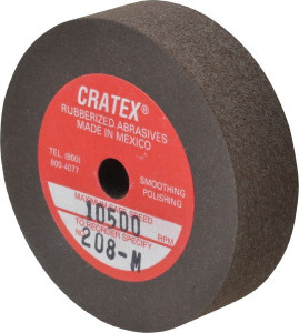 Cratex 2" Diam x 1/4" Hole x 1/2" Thick, Surface Grinding Wheel Silicon Carbide, Medium Grade, 10,500 Max RPM, Rubber Bond, No Recess 208M - 94030145