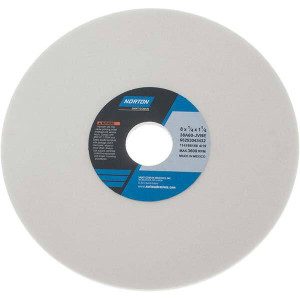 Norton 8" Diam x 1-1/4" Hole x 1/4" Thick, J Hardness, 60 Grit Surface Grinding Wheel Aluminum Oxide, Type 1, Medium Grade, 3,600 Max RPM, Vitrified Bond, No Recess 66253043432 - 01056795