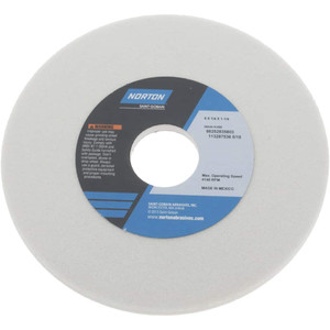 Norton 6" Diam x 1-1/4" Hole x 1/4" Thick, K Hardness, 60 Grit Surface Grinding Wheel Aluminum Oxide, Type 1, Medium Grade, 4,140 Max RPM, Vitrified Bond, No Recess 66252835803 - 05932520