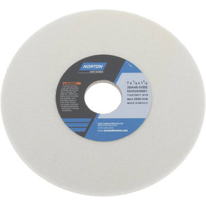 Norton 7" Diam x 1-1/4" Hole x 1/4" Thick, I Hardness, 46 Grit Surface Grinding Wheel Aluminum Oxide, Type 1, Coarse Grade, 3,600 Max RPM, Vitrified Bond, No Recess 66252939691 - 05948716