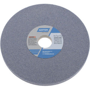 Norton 8" Diam x 1-1/4" Hole x 1/2" Thick, I Hardness, 60 Grit Surface Grinding Wheel Aluminum Oxide, Type 1, Medium Grade, 3,600 Max RPM, Vitrified Bond, No Recess 66253043725 - 05976527
