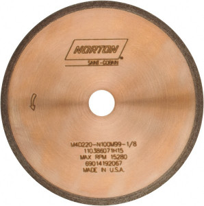 Norton 4" Diam x 1/2" Hole, 220 Grit Surface Grinding Wheel Diamond, Type 1A1R, Fine Grade 69014192067 - 73552663