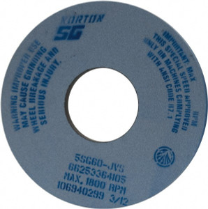 Norton 14" Diam x 5" Hole x 1-1/2" Thick, J Hardness, 60 Grit Surface Grinding Wheel Ceramic, Type 5, Medium Grade, 1,800 Max RPM, Vitrified Bond, One-Side Recess 66253364105 - 96728597