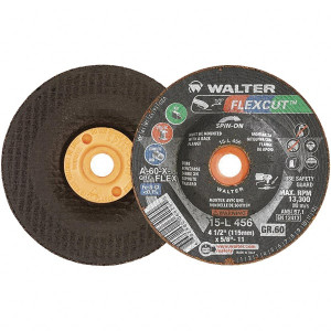Walter Surface Technologies 4-1/2" Diam x 5/8" Hole, 60 Grit Surface Grinding Wheel Aluminum Oxide, Medium Grade, 13,300 Max RPM 15L456 - 77328235