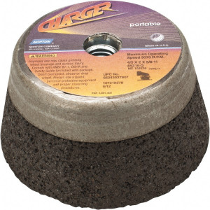 Norton 4" Diam, 2" Overall Thickness, 16 Grit, Type 11 Tool & Cutter Grinding Wheel Very Coarse Grade, Zirconia Alumina, Q Hardness, 9,070 RPM 66253146917 - 05347596