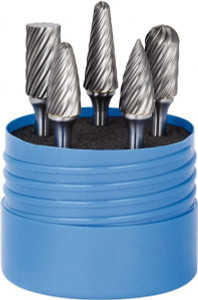 SGSPRO 5 Piece, 1/4" Shank Burr Set Tungsten Carbide, Multiple Head Shape 19187 - 55782478
