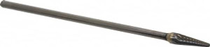 Atrax 3/8" Cut Diam, 1/4" Shank Diam, 14° Carbide Single Cut Taper Burr Radius End, 7-1/16" OAL, 1-1/16" LOC SL-3L6SC - 00455329